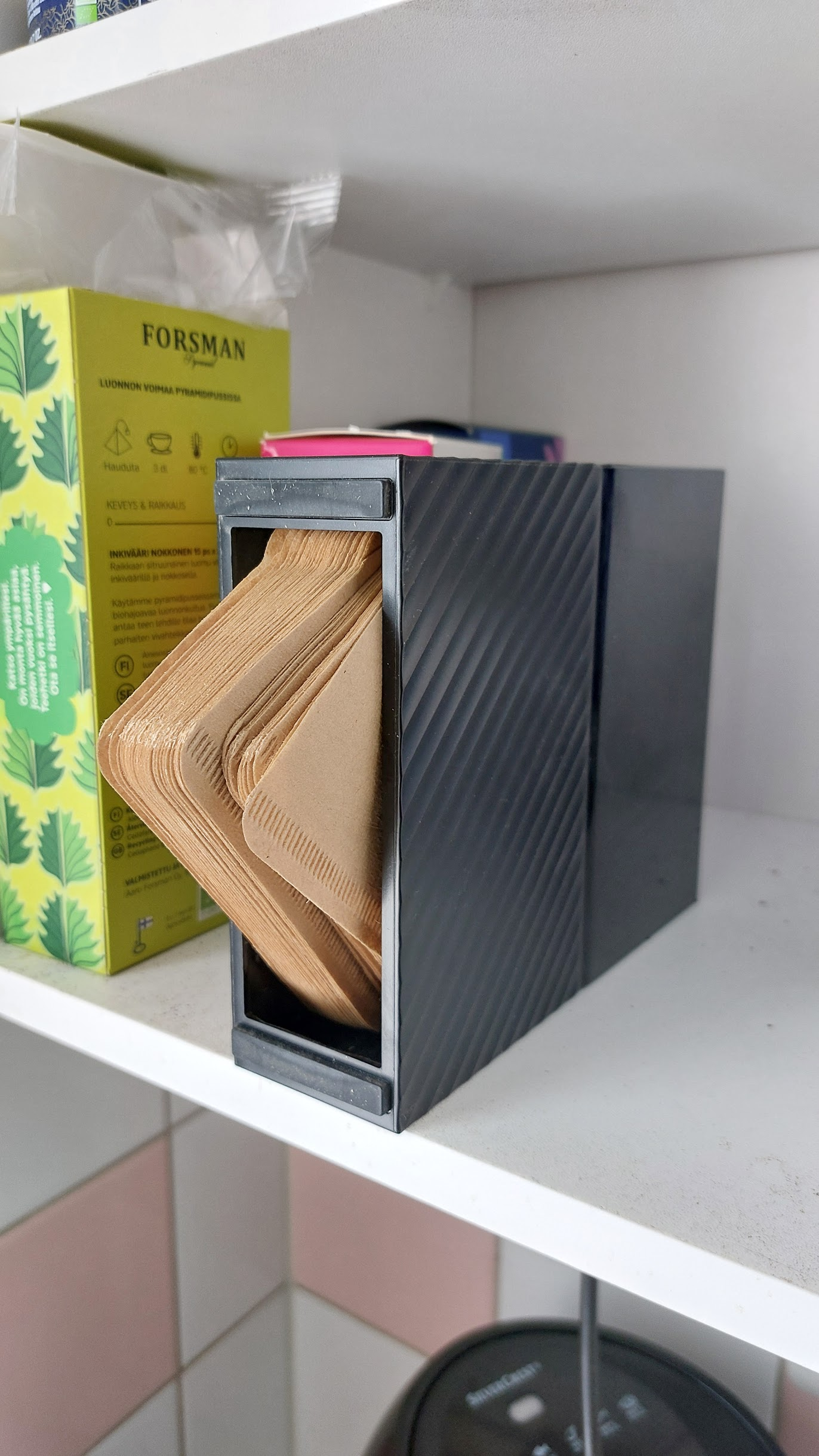 Mybook enclosure holding coffee filters